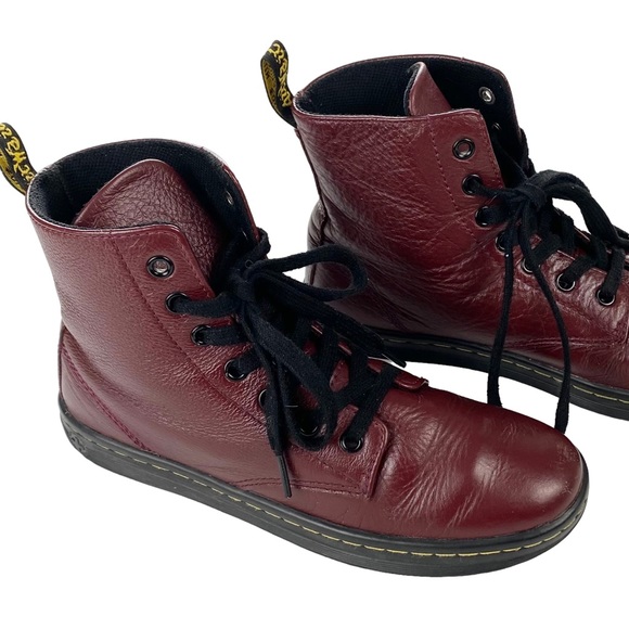 Dr. Martens Leyton Oxblood Red Boots Sz 7 Leather High Top - Picture 14 of 14